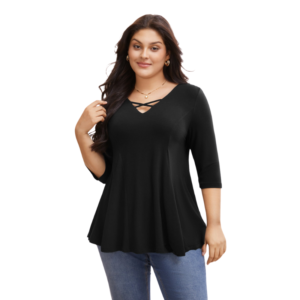 Supersoft Essentials Cross Straps Pleated Black T-shirt